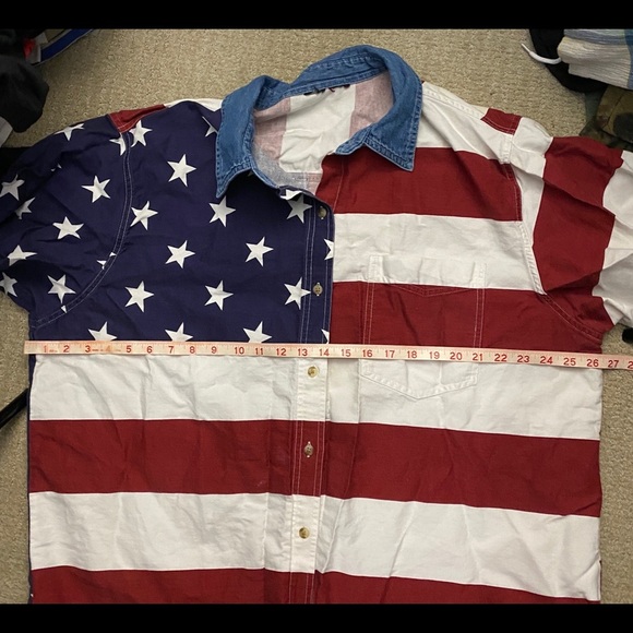 American Flag Button Up Shirt Mens Vintage - Picture 7 of 8